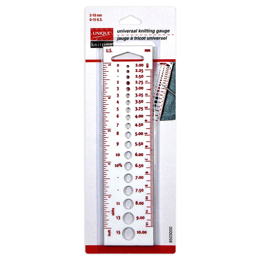 UNIQUE KNITTING Universal Knitting Gauge — Needle Sizer & Row Ruler