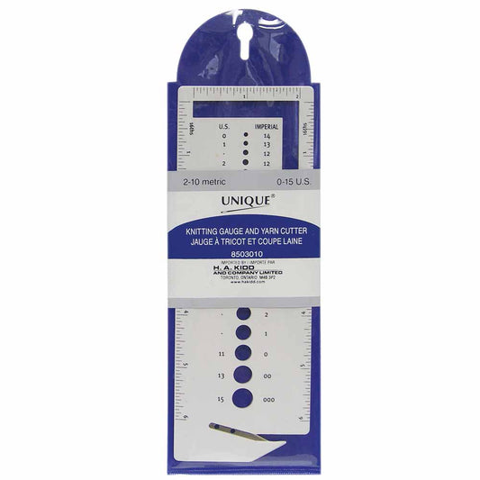 UNIQUE KNITTING Knitting Gauge with Yarn Cutter — Small (2–10 mm / US 0–15)