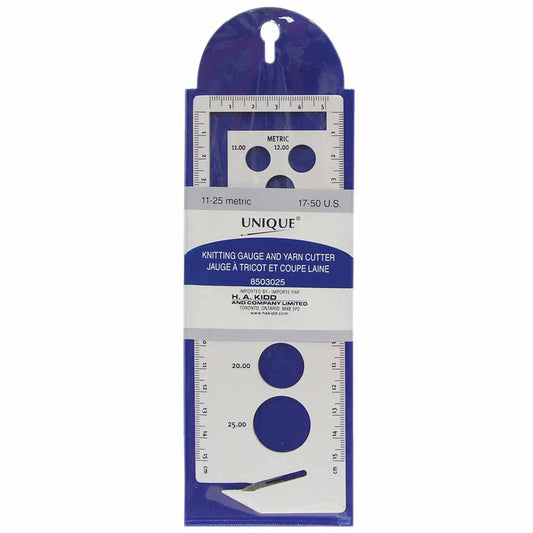 UNIQUE KNITTING Knitting Gauge with Yarn Cutter — Large (11–25 mm / US 17–50)