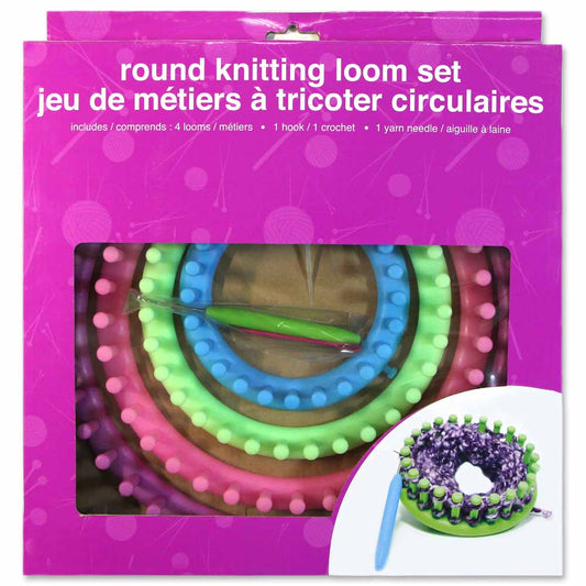LOVE KNITTING Round Knitting Loom Set – 4‑Piece – Pastel Colours