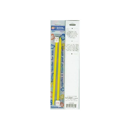 KNITTING ESSENTIALS Kids Single‑Point Knitting Needles – 18 cm (7″) – 6 mm / US 10 – Yellow