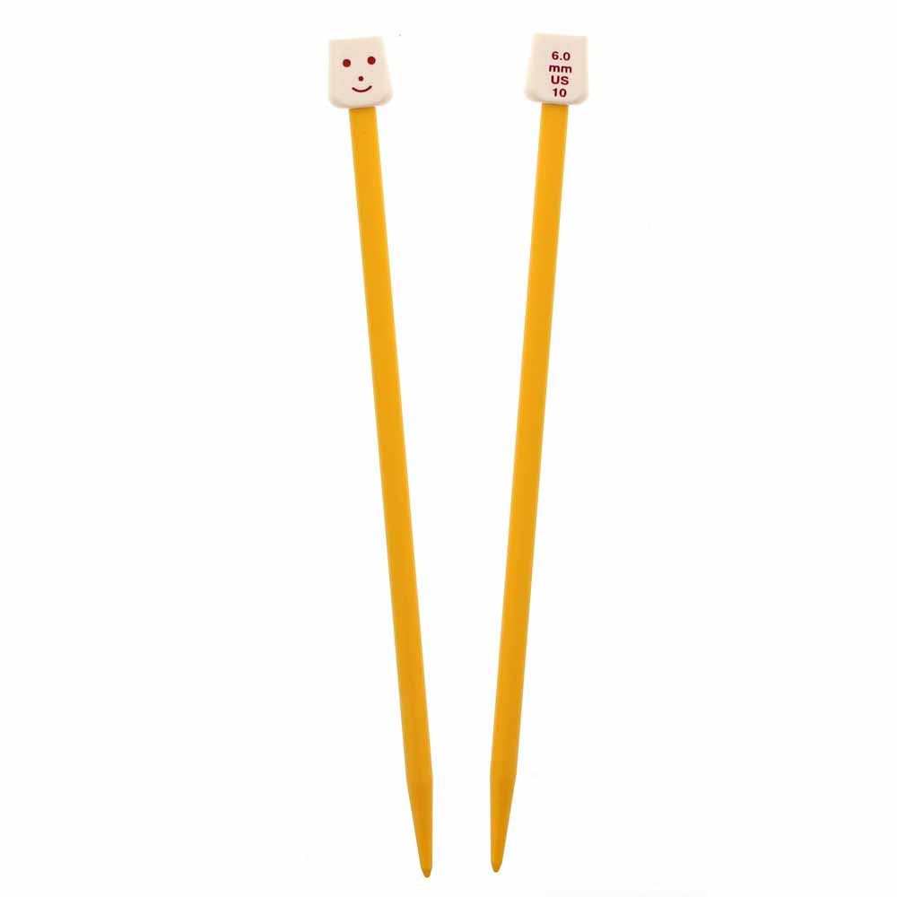 KNITTING ESSENTIALS Kids Single-Point Knitting Needles – 18 cm (7 in.) – 6 mm / US 10 – Yellow