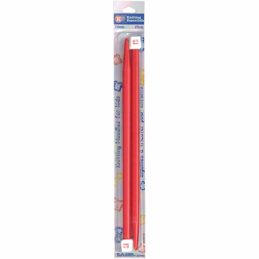 KNITTING ESSENTIALS Kids Single‑Point Knitting Needles – 25 cm (10″) – 10 mm / US 15 – Red