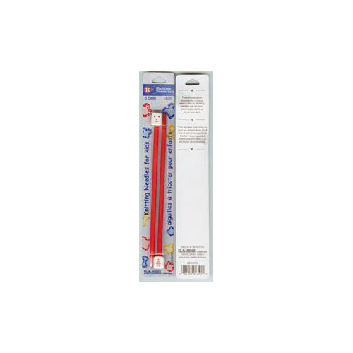 KNITTING ESSENTIALS Kids Single‑Point Knitting Needles – 18 cm (7″) – 5.5 mm / US 9 – Red
