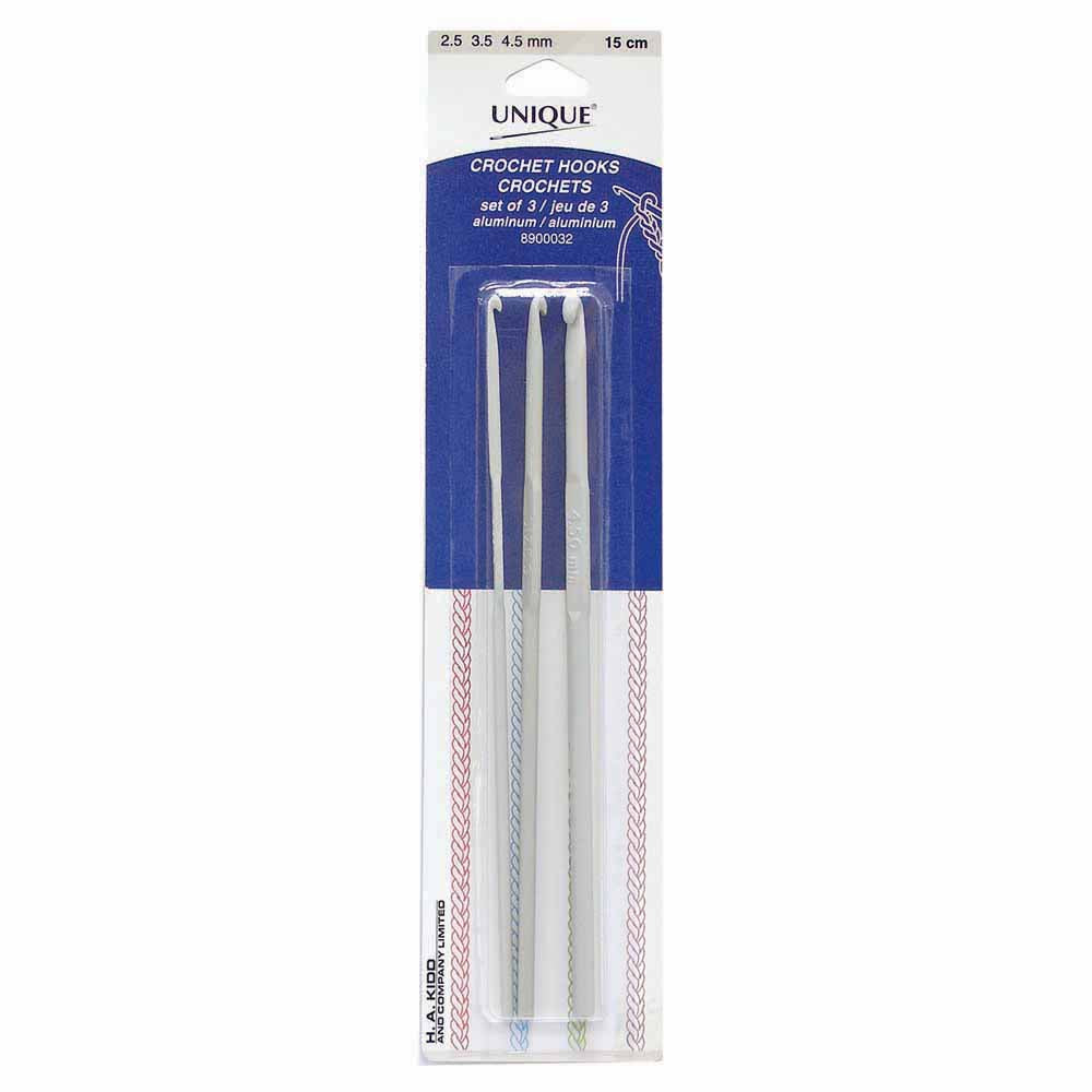 UNIQUE CROCHET Aluminum Crochet Hook Set – 15 cm (6") – Set of 3