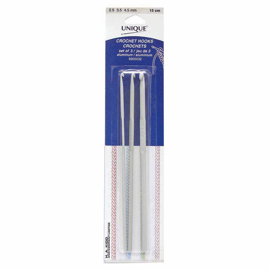 UNIQUE CROCHET Aluminum Crochet Hook Set – 15 cm (6") – Set of 3