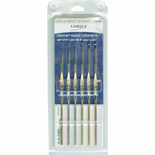 UNIQUE CROCHET Steel Crochet Hook Set – 12 cm (5") – Set of 6