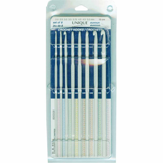 UNIQUE CROCHET Aluminum Crochet Hook Set – 15 cm (6") – Set of 8