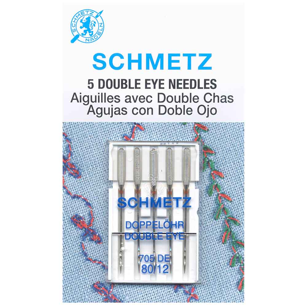 SCHMETZ #1822 Double Eye Needles Carded - 80/12 - 5 count