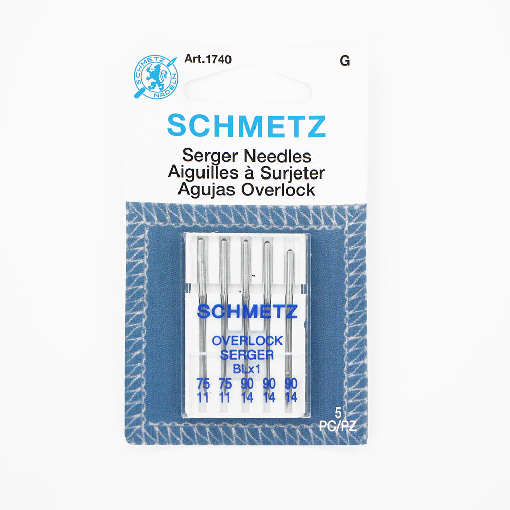 SCHMETZ #1740 Serger Needles BLx1 Carded - Assorted Sizes - 5 count