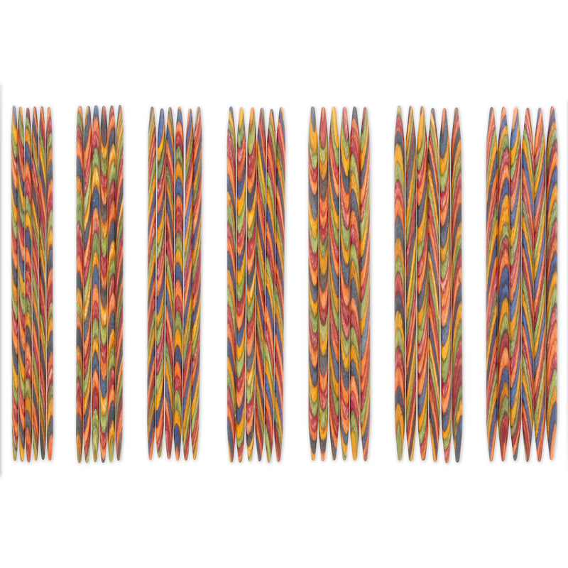 KNIT PICKS Rainbow Wood Double Point Knitting Needle Set 10cm (4") - 42pc