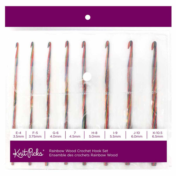 KNIT PICKS Trousse de crochets en bois Rainbow 8 mcx 15cm (6") - 8 grosseurs de crochet
