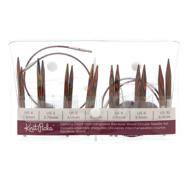 KNIT PICKS Rainbow Wood Options Short Interchangeable Circular Needle Set - 7cm (3")