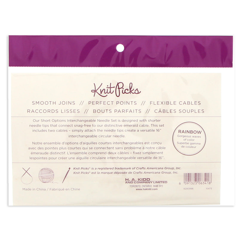 KNIT PICKS Rainbow Wood Options Short Interchangeable Circular Needle Set - 7cm (3")