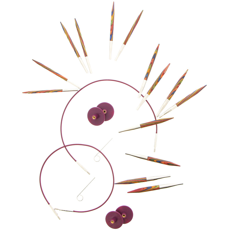 KNIT PICKS Rainbow Wood Options Short Interchangeable Circular Needle Set - 7cm (3")