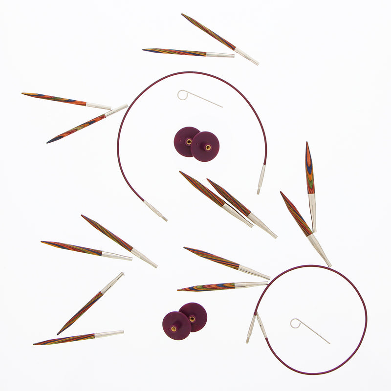 KNIT PICKS Rainbow Wood Options Short Interchangeable Circular Needle Set - 7cm (3")