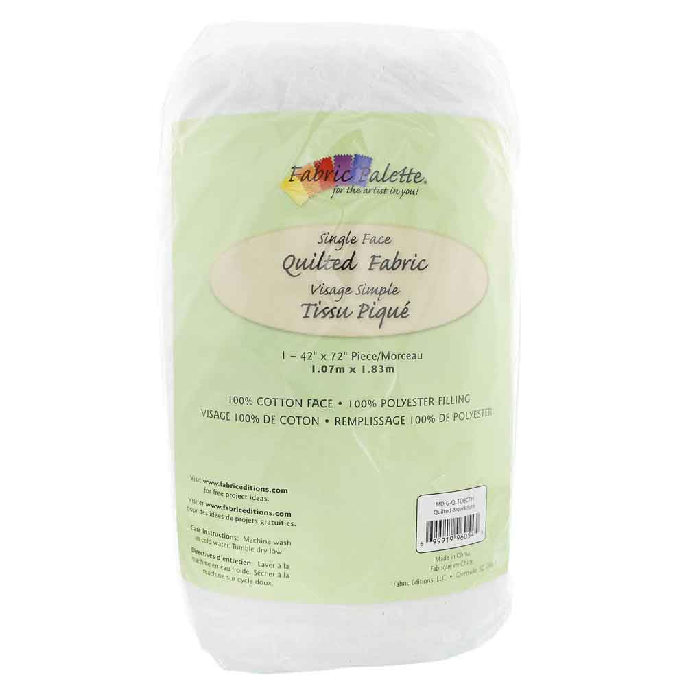 FABRIC CREATIONS Quilted Fabric — White, Single‑Face — 42" × 2 yd (≈106.6 cm × 1.8 m)