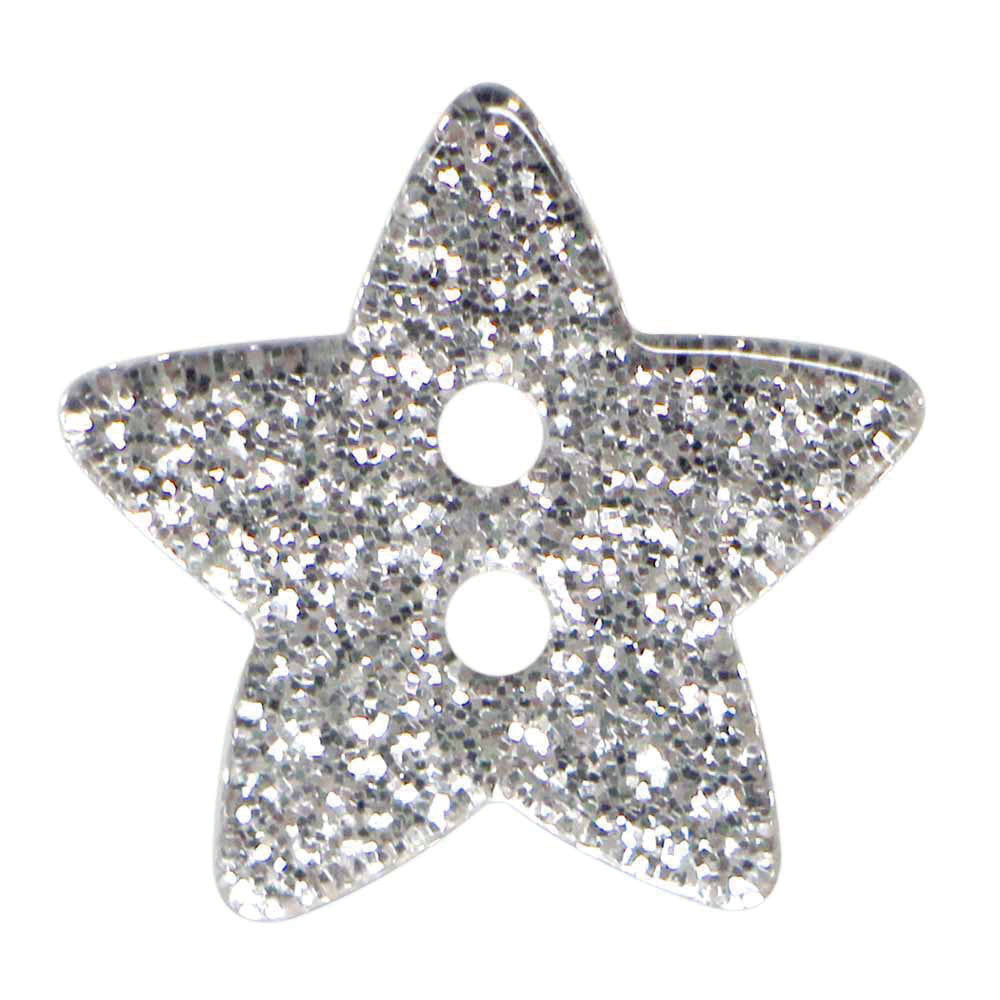 EMBASSY Silver Star Novelty 2-Hole Button 18 mm 3-Pack