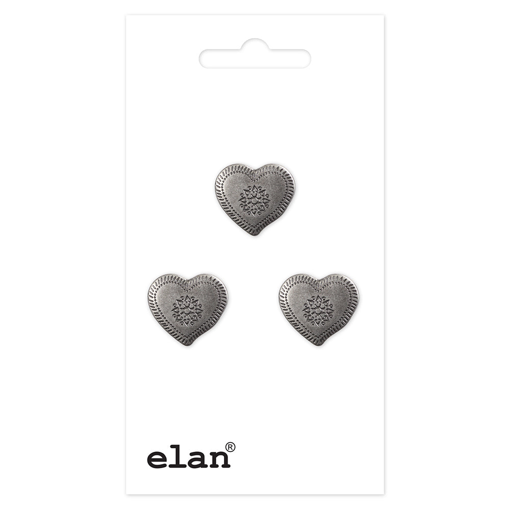 ELAN Novelty Shank Button - Silver - 16 mm (5/8 in.) - Heart - second product view