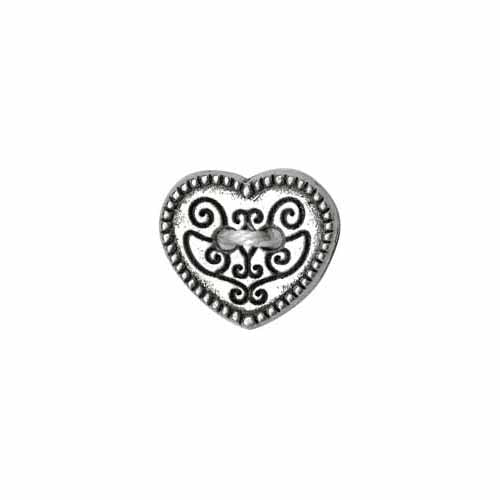 ELAN Novelty 2-Hole Button - Antique Silver - 15mm (5/8") - Heart