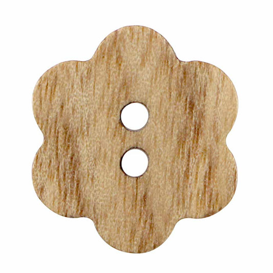 ELAN burnt wood flower novelty 2-hole buttons 22 mm (7/8 in.), 2 count