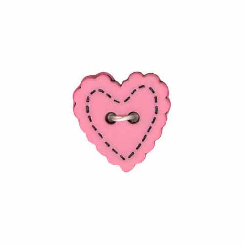 ELAN Novelty 2-Hole Button - Pink - 18mm (3/4"") - Heart