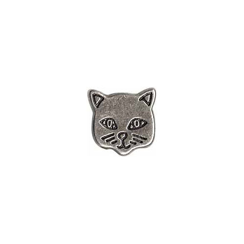 ELAN Novelty Shank Button - Dutch Silver - 15mm (5/8") - Cat