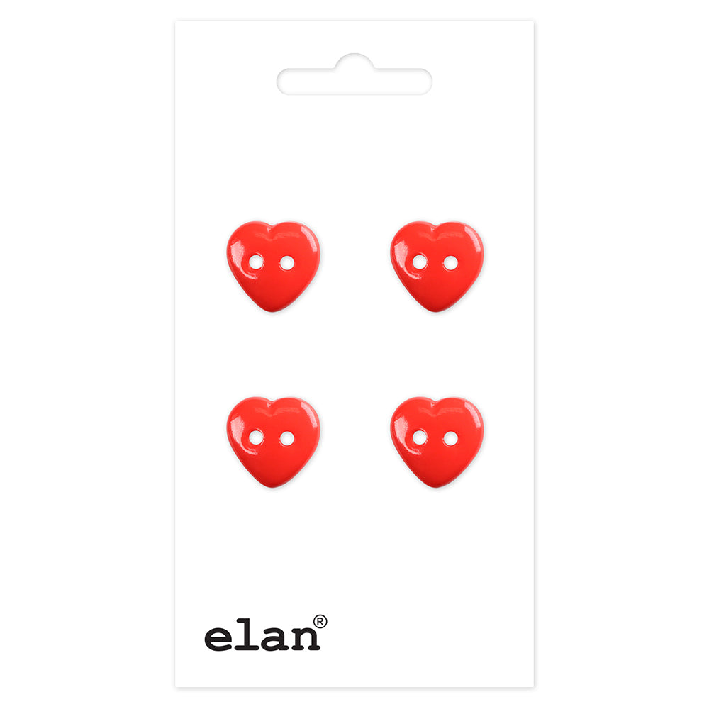 ELAN Novelty 2-Hole Button - Red - 12 mm (1/2 in.) - Heart - second product view