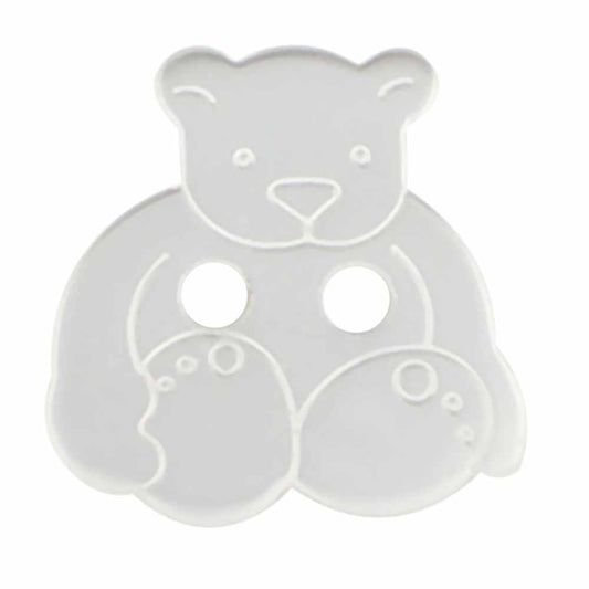 CIRQUE Novelty 2-Hole Button – White – 18 mm (3/4") – Teddy Bear