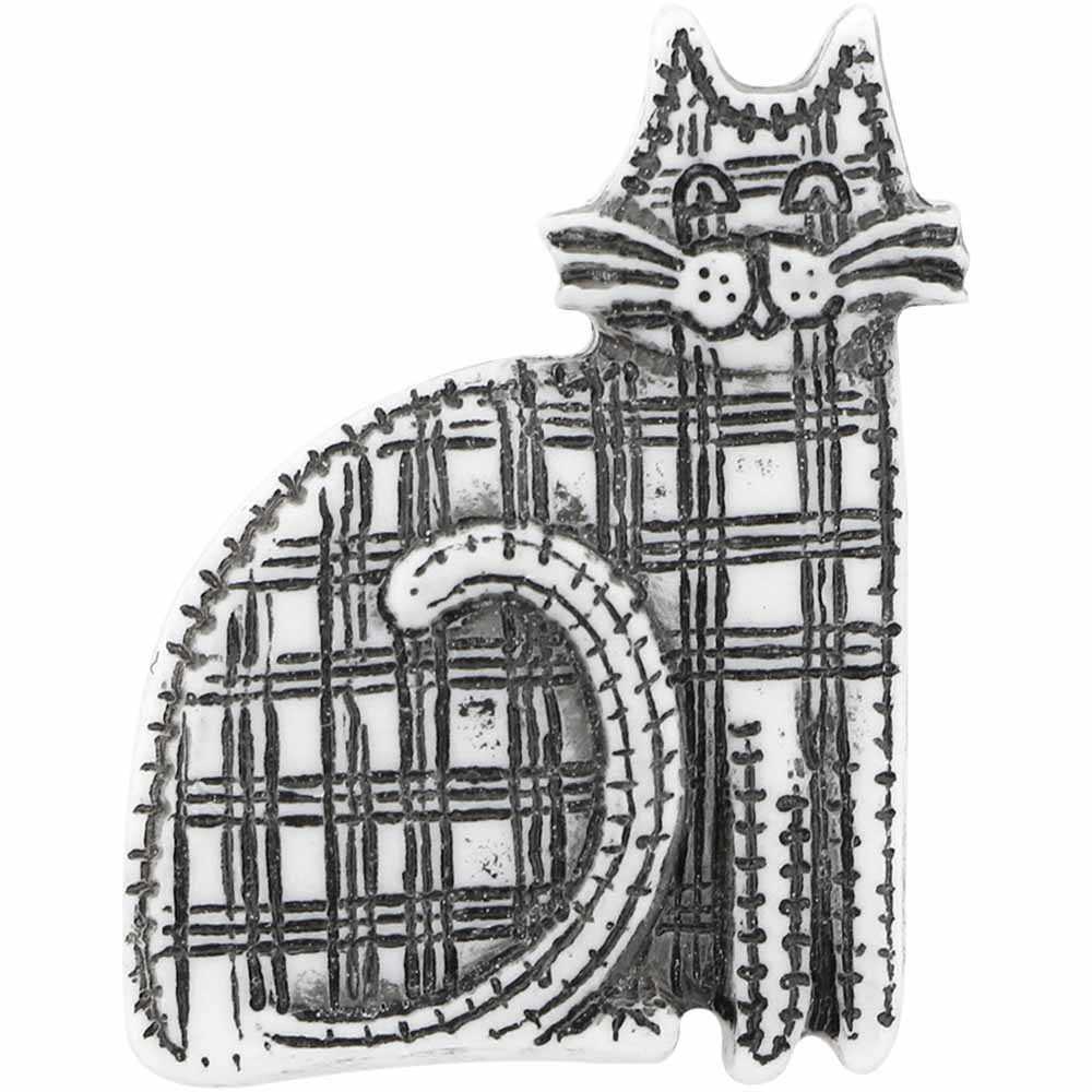 CIRQUE Novelty Shank Button – White – 30 mm (1 1/8") – Cat