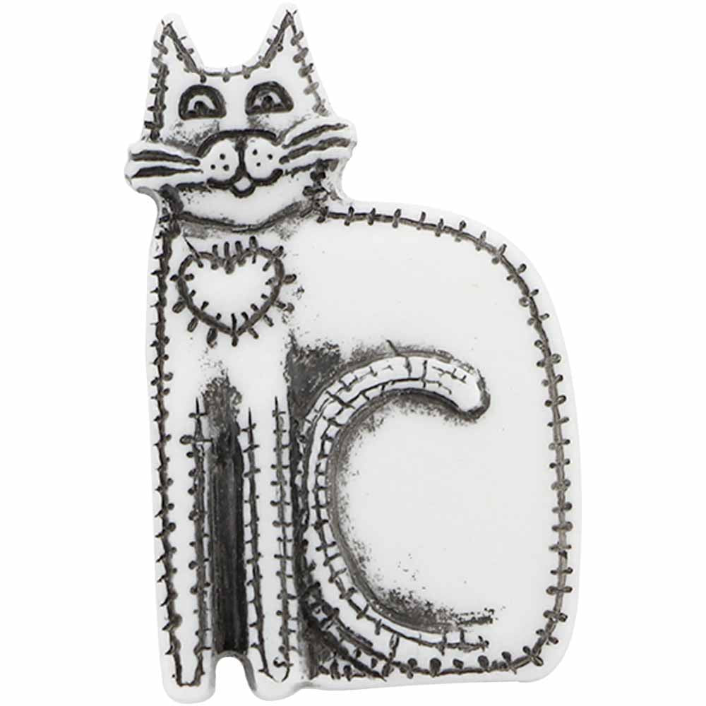 CIRQUE Novelty Shank Button – White – 30 mm (1 1/8") – Cat