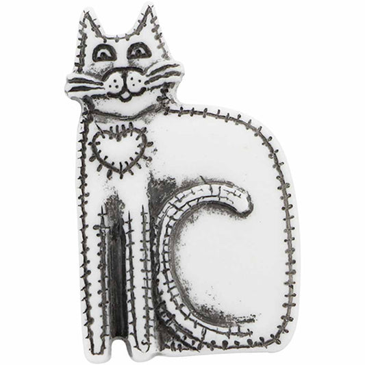 CIRQUE Novelty Shank Button – White – 30 mm (1 1/8") – Cat