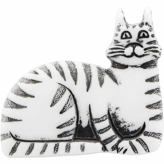 CIRQUE Novelty Shank Button – White – 30 mm (1 1/8") – Cat