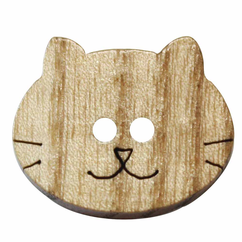 CIRQUE Novelty 2-Hole Button – Natural – 23 mm (7/8") – Cat