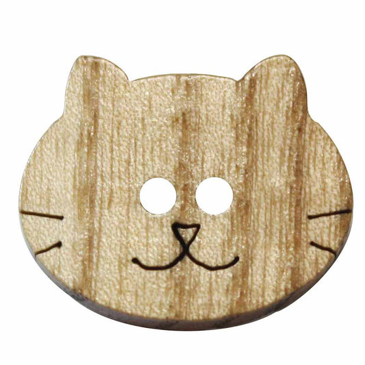 CIRQUE Novelty 2-Hole Button – Natural – 23 mm (7/8") – Cat