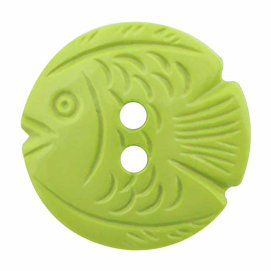 CIRQUE Novelty 2‑Hole Button – Fish – 22 mm – Green