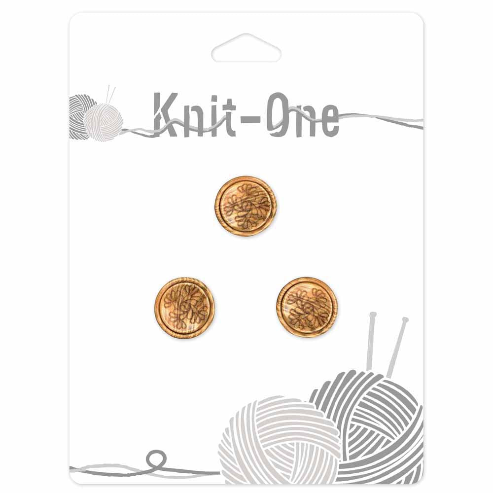 KNIT ONE Shank Natural Wood Button – 15 mm (5/8″) – Natural Wood