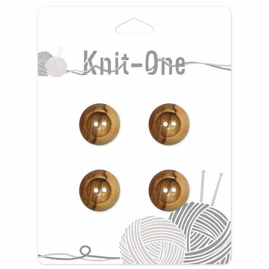 KNIT ONE 2-Hole Natural Wood Button – 18 mm (3/4″) – Natural Wood