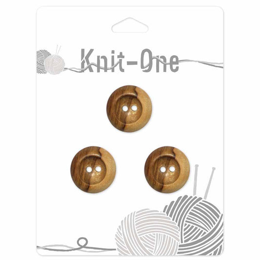 KNIT ONE 2-Hole Natural Wood Button – 22 mm (7/8″) – Natural Wood