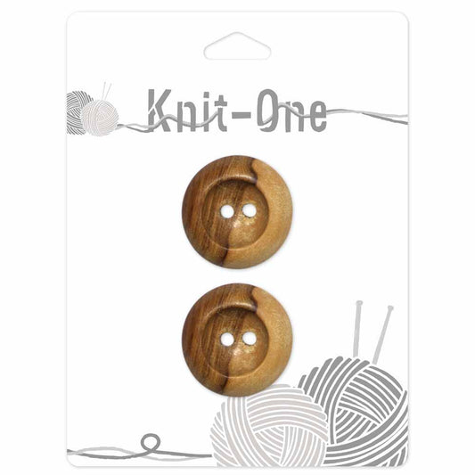 KNIT ONE 2-Hole Natural Wood Button – 28 mm (1 1/8″) – Natural Wood