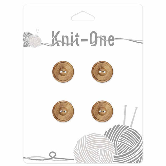 KNIT ONE 2-Hole Natural Wood Button – 14 mm (1/2″) – Natural Wood