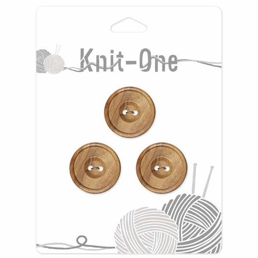 KNIT ONE 2-Hole Natural Wood Button – 22 mm (7/8″) – Natural Wood
