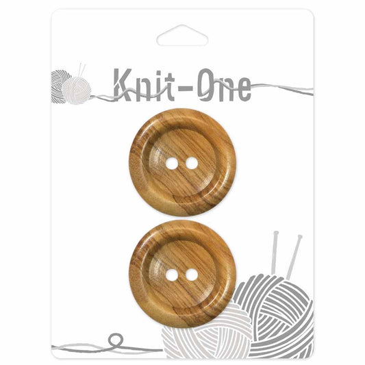 KNIT ONE 2-Hole Wood Button – 35 mm (1 3/8″) – Natural