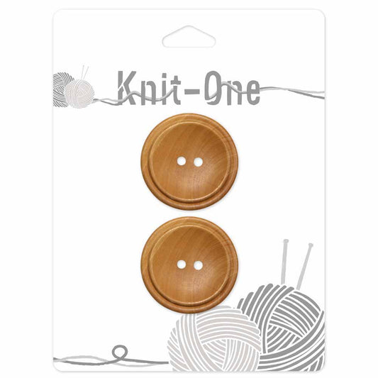 KNIT ONE 2-Hole Wood Button – 30 mm (1 1/8″) – Natural