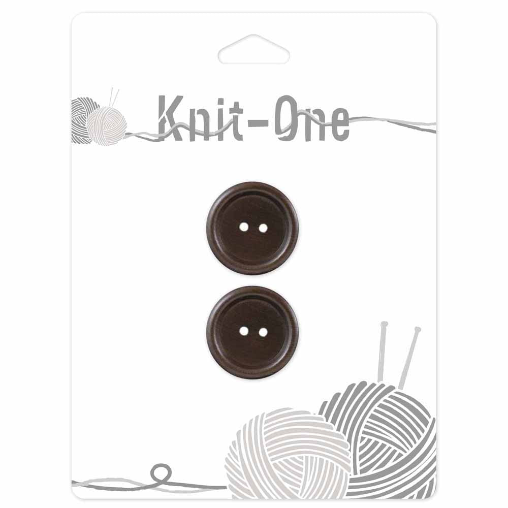 KNIT ONE 2-Hole Wood Button – 23 mm (7/8″) – Brown