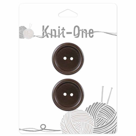 KNIT ONE 2-Hole Wood Button – 28 mm (1 1/8″) – Brown