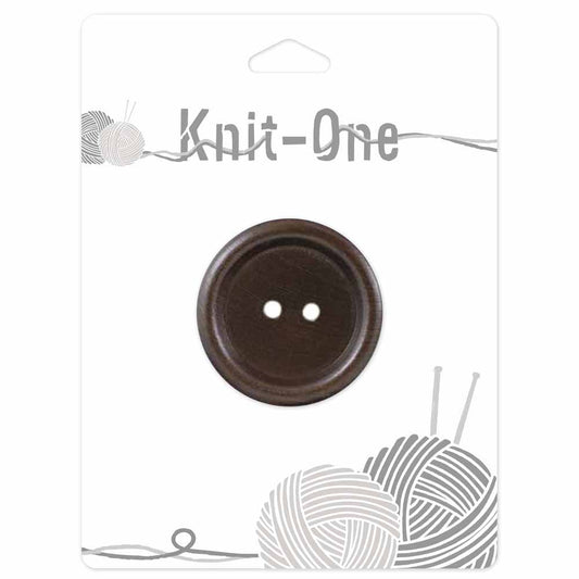 KNIT ONE 2-Hole Wood Button – 38 mm (1 1/2″) – Brown