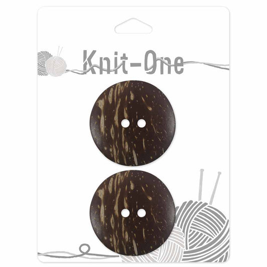 KNIT ONE 2-Hole Coconut Button – 38 mm (1 1/2″) – Brown