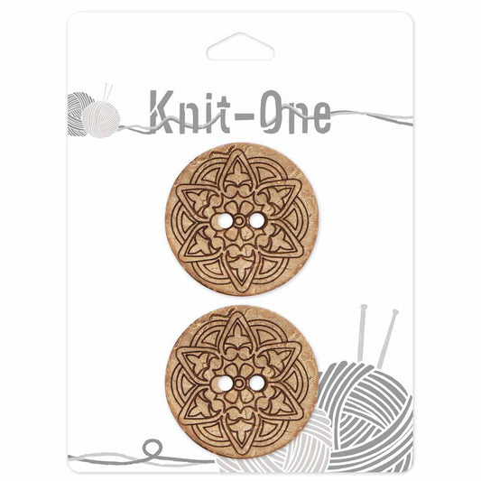 KNIT ONE 2-Hole Coconut Button – 38 mm (1 1/2″) – Light Brown