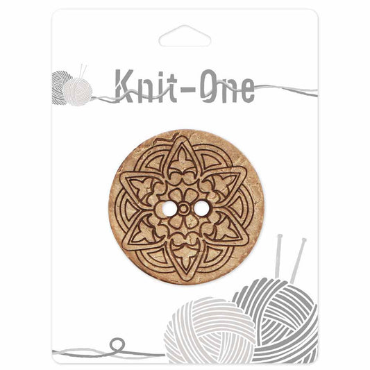 KNIT ONE 2-Hole Coconut Button – 51 mm (2″) – Light Brown